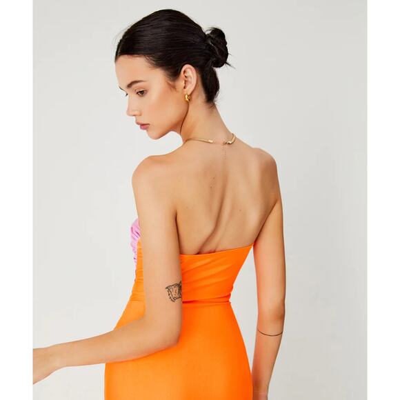 Strapless Color Block Cutout Twisted Midi Bodycon Dress | Size 4   | Commense - Picture 3 of 5